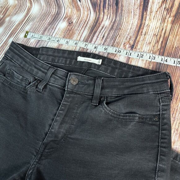 Levi's 711 SKINNY Womens Size 28 Black Mid Rise Jeans Denim Pants 29x28.5 - Picture 6 of 13